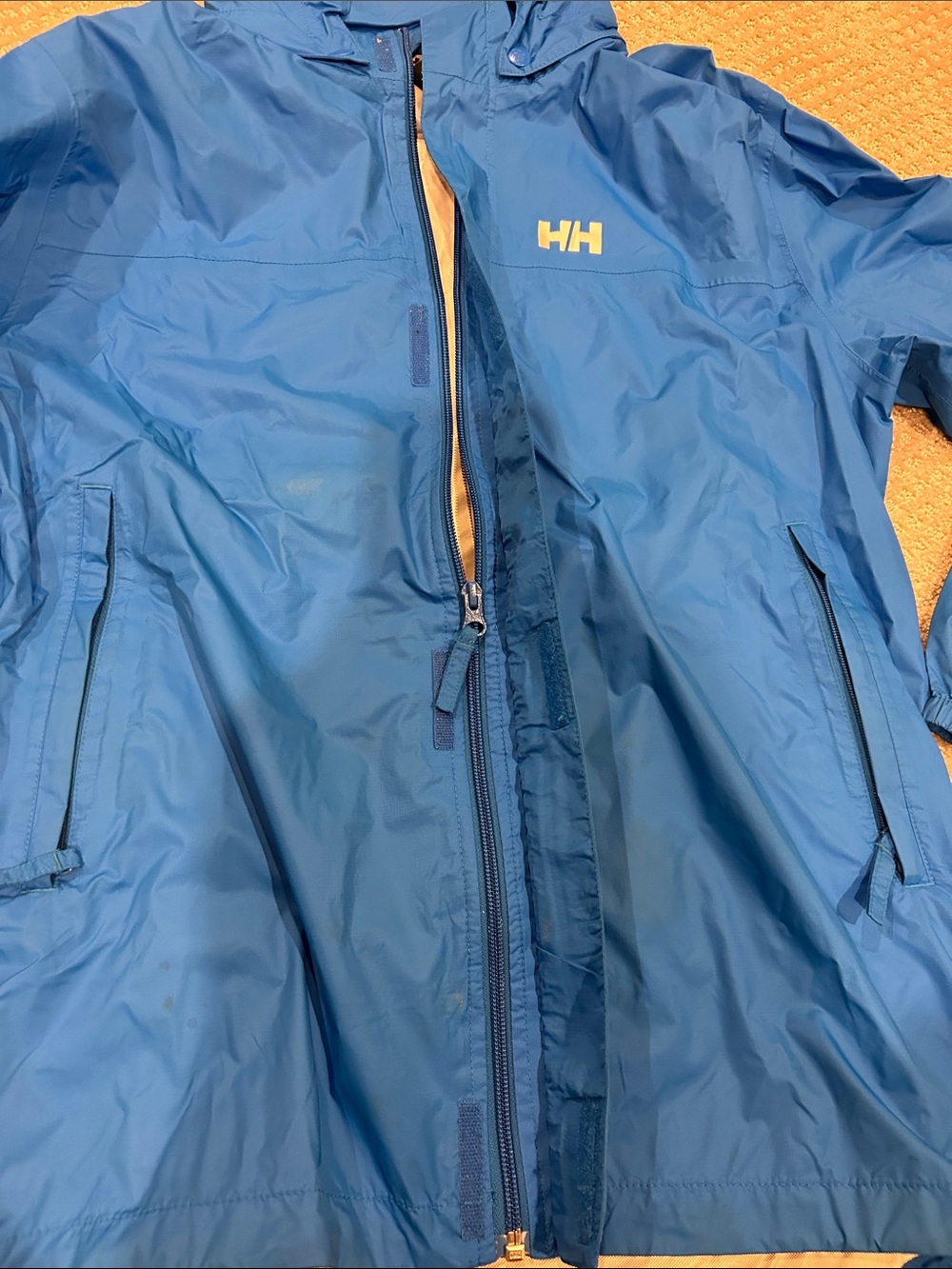 Helly Hansen Bright Blue Kids' Hooded Rain Jacket - Picture 2 of 3